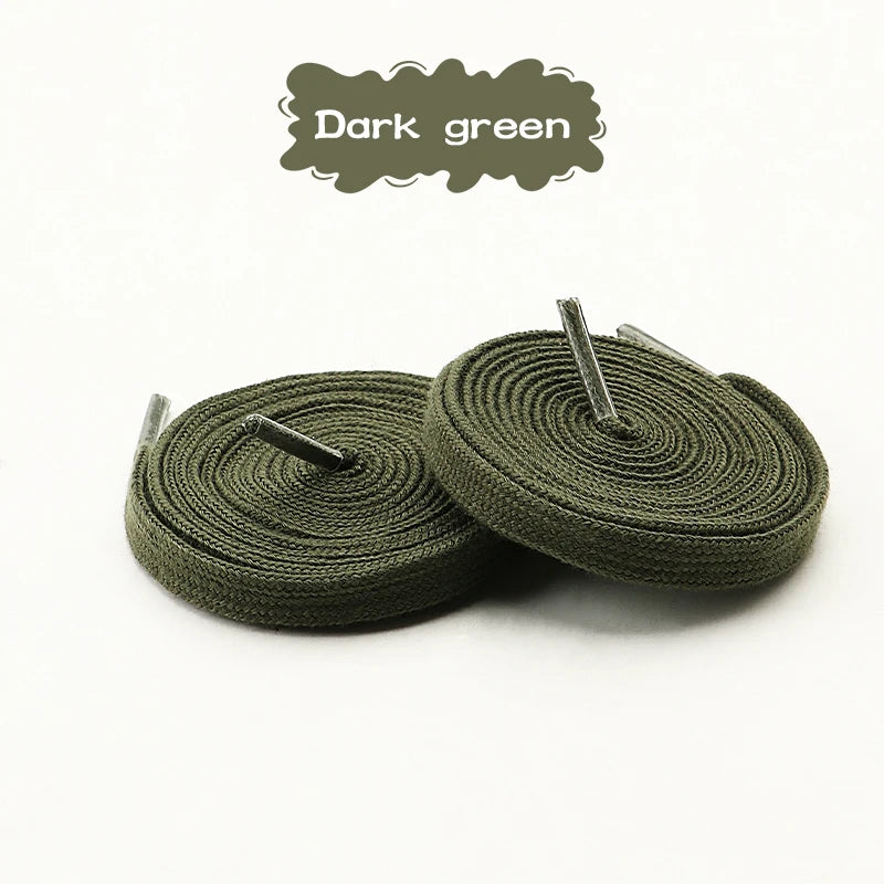 1Pair/3Pair Classic Solid-Color Flat Laces Premium Cotton Casual Shoelaces Sneaker 0.8cm Width Shoelace Length 100/120/140/160cm