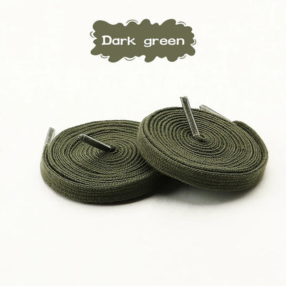 1Pair/3Pair Classic Solid-Color Flat Laces Premium Cotton Casual Shoelaces Sneaker 0.8cm Width Shoelace Length 100/120/140/160cm