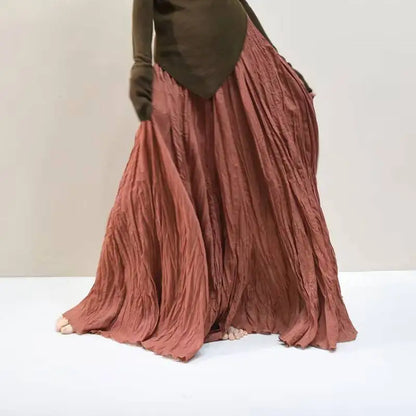 Pleated Long Skirts Women 2026 Spring Summer Fashion Loose Casual Elegant Maxi Skirt