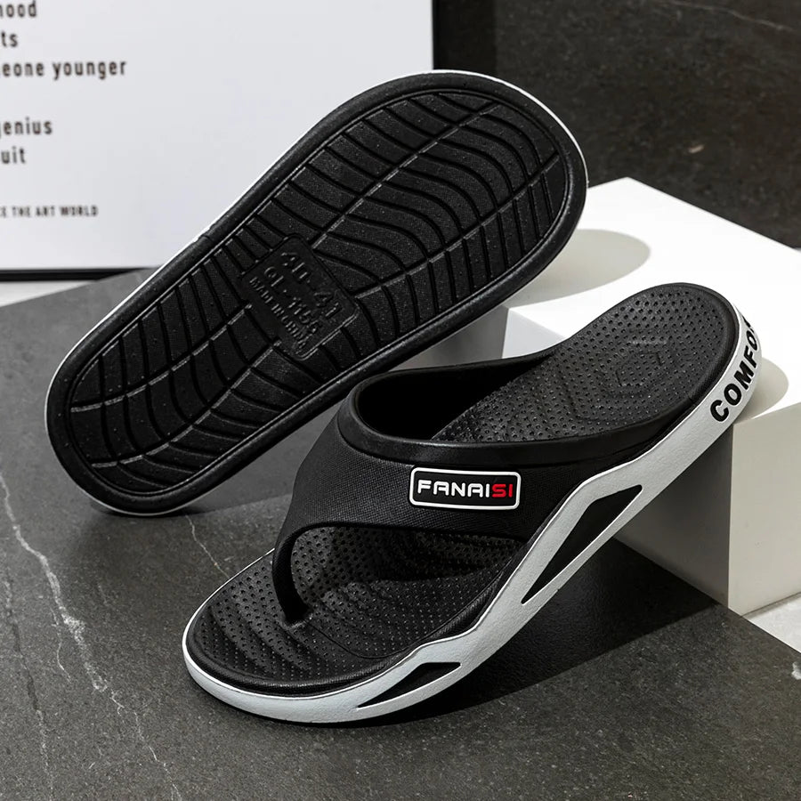 Fashion Men's Slippers Summer Outdoor Flip Flops Non-slip Indoor Bathroom Couple Leisure Beach Shoes Sandals