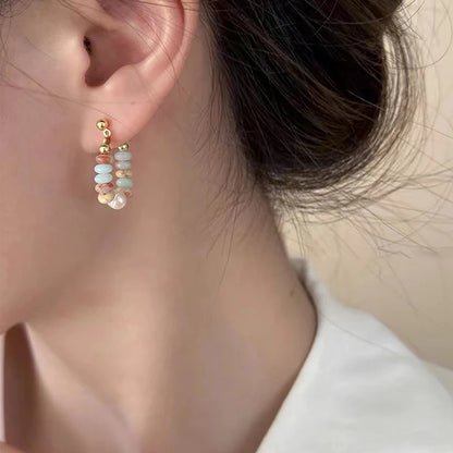Vacation Style Design Natural Stone Beaded Pearl Pendant Earrings for Women and Girls 2024 Fashion Jewelry Unusual Accessories