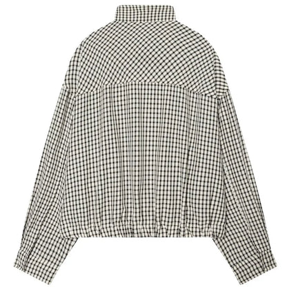 HXAO Plaid Bomber Jacket Women's Jacket Spring Autumn 2026 Crop Oversized Long Sleeve Top Casual Zipper Outerwear Outdoor Coats