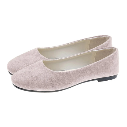 Woman Flats Casual Round Toe Cute Flats Flock Mocasines Ballerina Church Flats Female Suede Elegant Soft Sole Mom Shoes