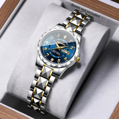 Luxury Diamond Dial Women Quartz Watch Stainless Steel Strap Calendar Wristwatches Relogio Feminino（Without Box）