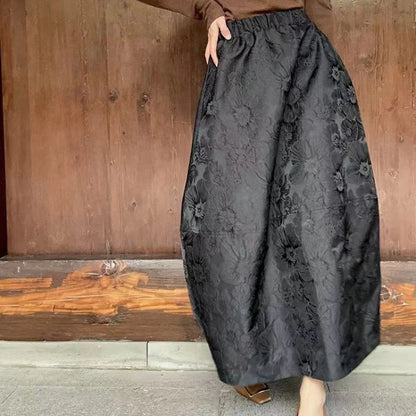 Casual Sweet and Fresh Skirt 2025 Summer Retro New Chinese Jacquard Mori Flower Bud Skirt