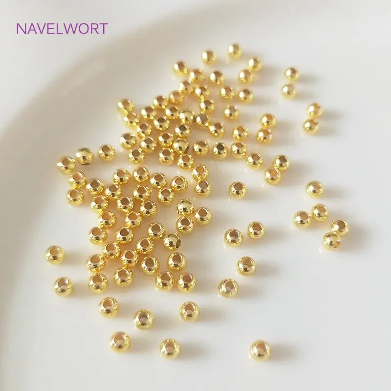 2mm-6mm 18K Gold Plated Round Spacer Beads For Bracelet Making,Beads Separators,Brass Beads For DIY Jewelry Making Accessories