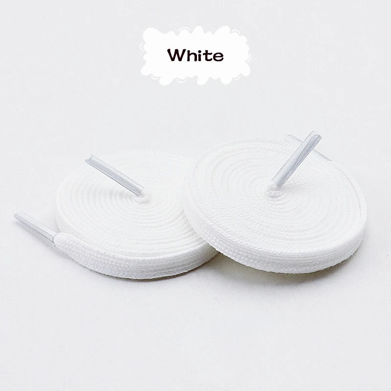 1Pair/3Pair Classic Solid-Color Flat Laces Premium Cotton Casual Shoelaces Sneaker 0.8cm Width Shoelace Length 100/120/140/160cm