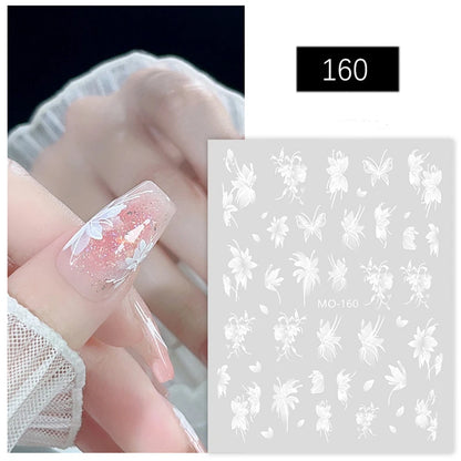 5D Embossed Nail Art Decals Elegant Petals Florals Daisy Flowers Leaves Adhesive Sliders Stickers For Manicure Tips Decoration