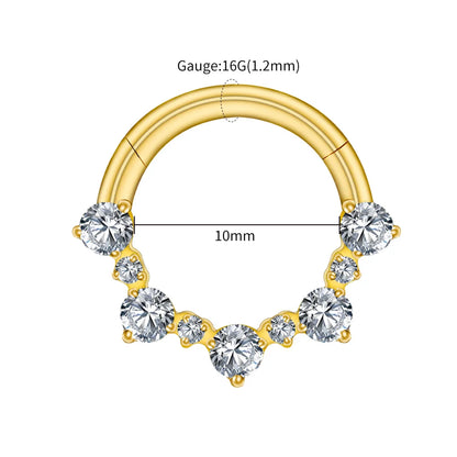 Right Grand ASTM F136 Titanium 16G Hinged Daith Earring Segment Hoop 8mm/10mm CZ Septum Clicker Nose Ring Piercing Body Jewelry