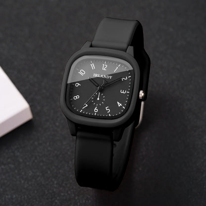 Fashion Square Women Quartz Watch Casual Arabic Dial Silicone Strap Wristwatches Reloj Mujer Girls Clock Gift (Without Box)