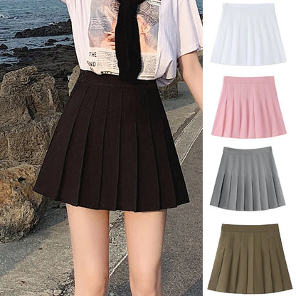 1pcs Spring Summer Womens Mini Skirts Girls Pleated Skirts Lady High Waist Cute Pink Skirt Student Short Skirt JK Uniform Skirts