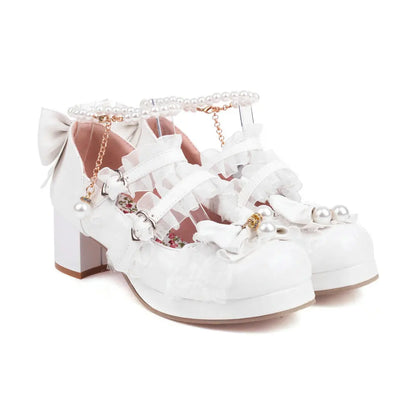 Cross-Strap Bow-Detail Mary Jane Heels