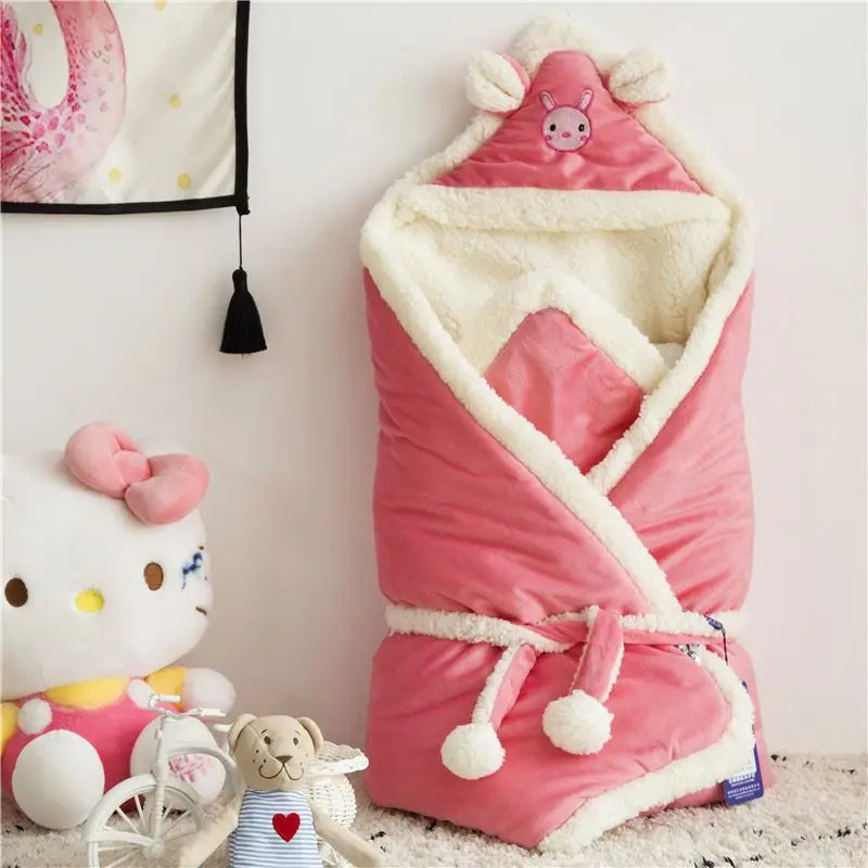 Baby baby's blanket winter thickened newborn baby  supplies autumn and winter outing cloak anti-startle quilt