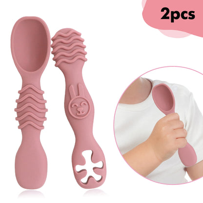 Silicone Chew Spoon Set for Babies and Toddlers | BPA Free | Microwave, Dishwasher and Freezer Safe