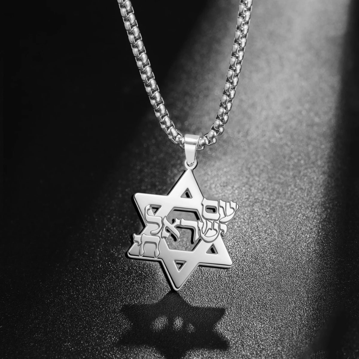 Am Yisrael Chai Necklace Stainless Steel Star of David Necklace Jewish Faith Hexagram Necklace Gift for Women Men Hanukkah Gift
