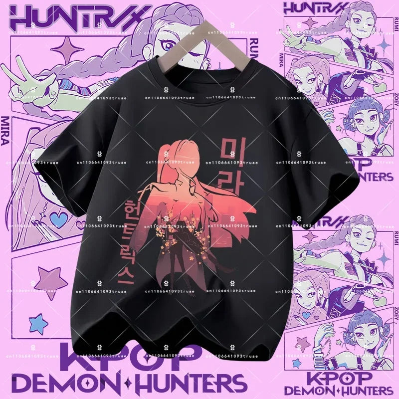Kpop Demon Hunters Parent Child Halloween Kpop Demon Hunters TShirt Harajuku Casual Fashion Cotton Kid's Tshirt Cosplay Clothing