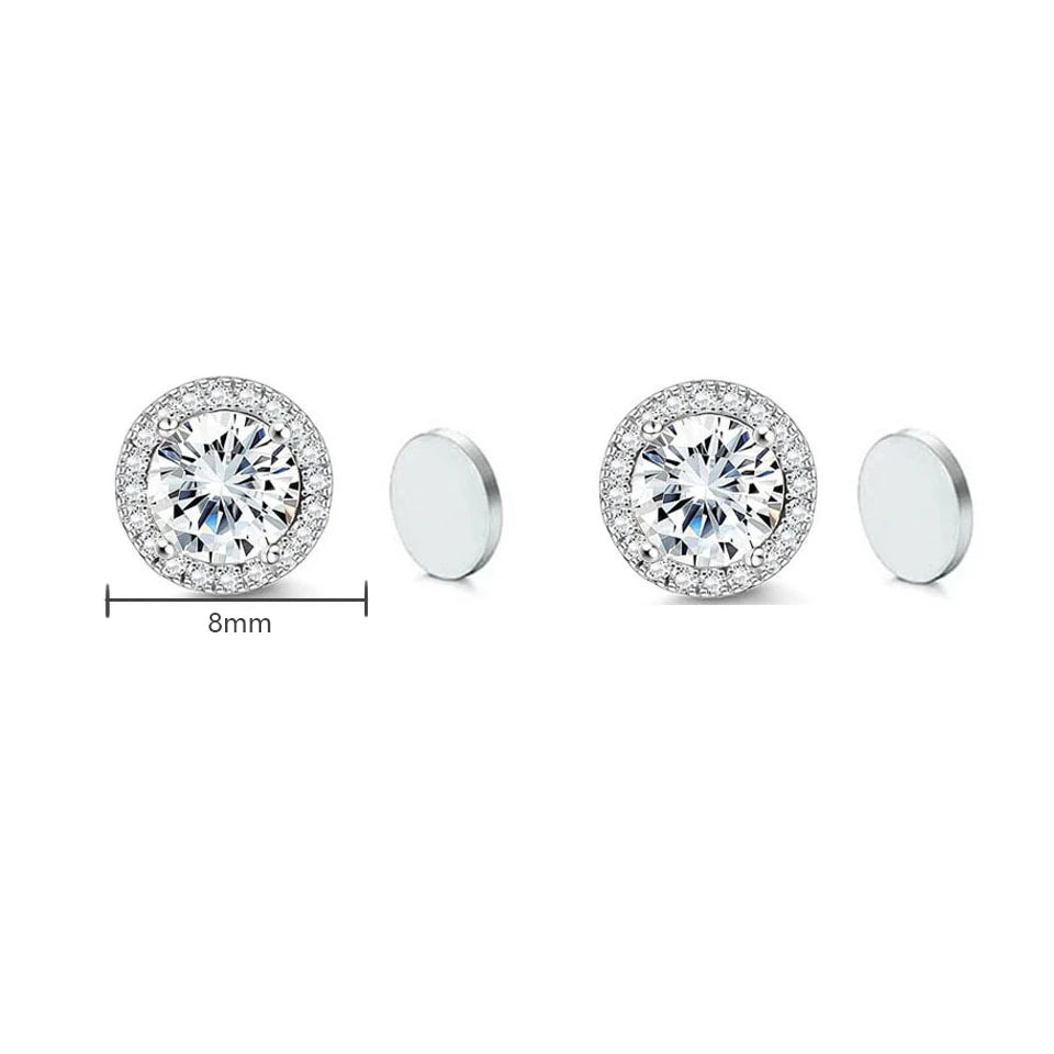 ZAKOL New 1 Pair Buling Cubic Zirconia Stainless Steel Magnetic Ear Clip Simple Fashion No Piercing Stud Earrings for Women Men