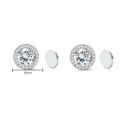 ZAKOL New 1 Pair Buling Cubic Zirconia Stainless Steel Magnetic Ear Clip Simple Fashion No Piercing Stud Earrings for Women Men