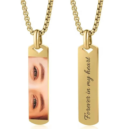 Personalized Eyes Necklace for Men Women Custom Eye Picture Pendant Necklace Engraving Name Necklaces Jewelry Gifts for Him Her