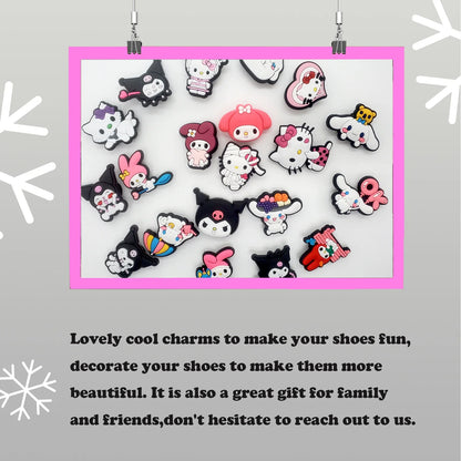 Random 30-100Pcs Sanrio Series Shoe Charms For Clogs Sandals Shoe Decorations Accessories Buckle For Christmas Birthday Gifts