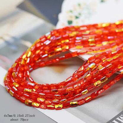 70pcs/lot Color Faceted Square Loose Beads Crystal Glass Beads Faceted Loose Spacer Beads for Jewelry Making DIY