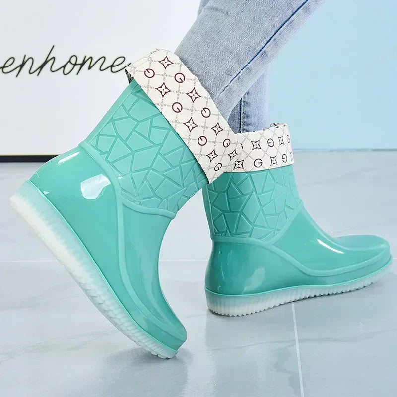 Fashion Women's Boots High Quality Outdoor Women's Rain Shoes New Anti-Slip Wear-Resistant Women's Waterproof Shoes Botas Mujer
