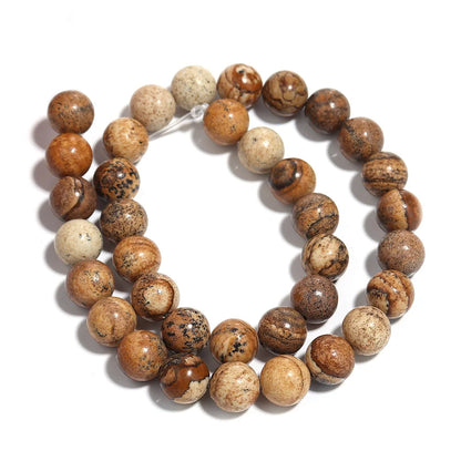 Natural Stone Picture Jasper Round Beads 15" Strand 6 8 10 MM Pick Size For Necklace Earring Bracelet Jewelry Making DIY Gifts