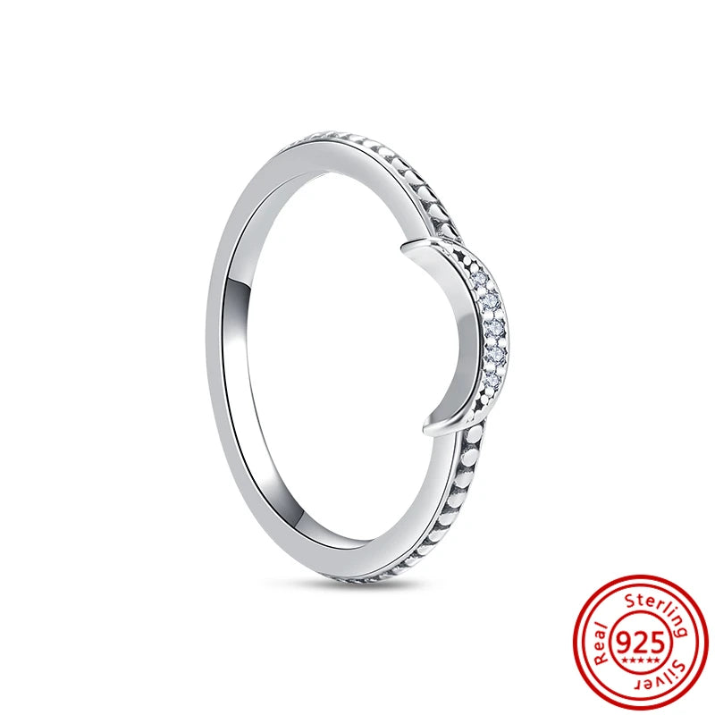 New 925 Sterling Silver Shiny Classic Square Crown Heart-shaped Ring Exquisite Luxury Charm Jewelry Holiday Surprise Gifts