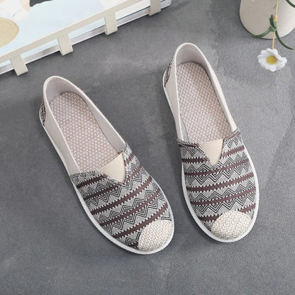 Breathable Mesh Lightweight Casual Shoes Women Fashion Women Slip on Flats Print Fisherman Shoes on Flats Shoes Zapatos De Mujer