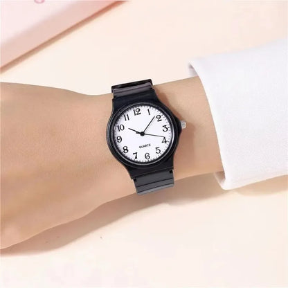 Simple Women's Quartz Watch Waterproof Silicone Strap Round Small Dial Student Exam Watch for Ladies