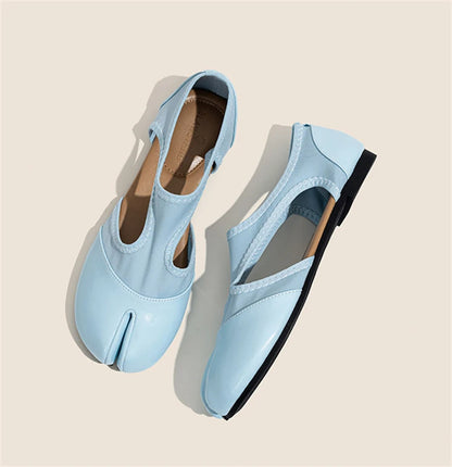 Split Toe Tabi Ballet Flats And Loafers Brand Designer Ultra Soft Leather Mary Jane Ballet Flats Women's Hollow out Shoes
