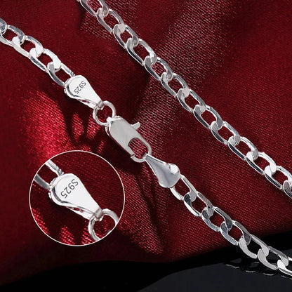 Men's Silver Color Necklace 2/4/6/8/10/12MM 40-75cm Face Chain Necklace Lobster Clasp Men And Women Engagement Jewelry