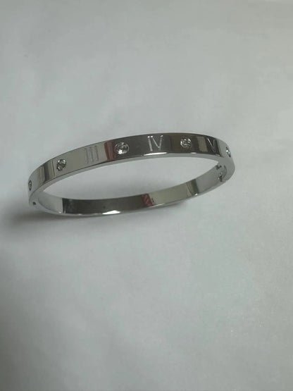 Stainless Steel With Zirconia Bracelet Bangle Simple Jewelry