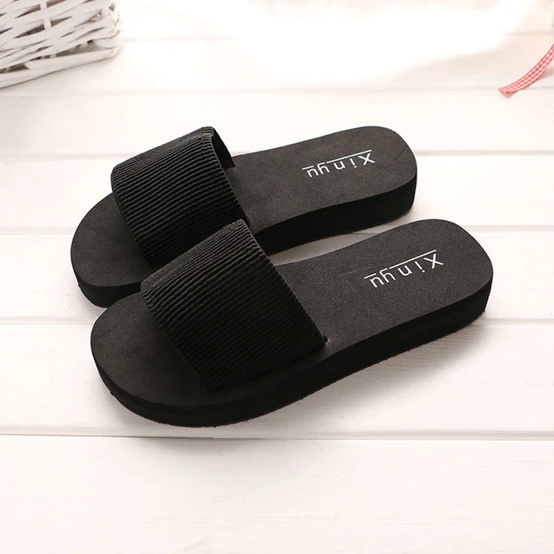 Summer Women Solid Slippers Flat Sandals Outdoor Leisure Flip Flops Travel Beach Slippers Ladies Slides Chaussure Femme