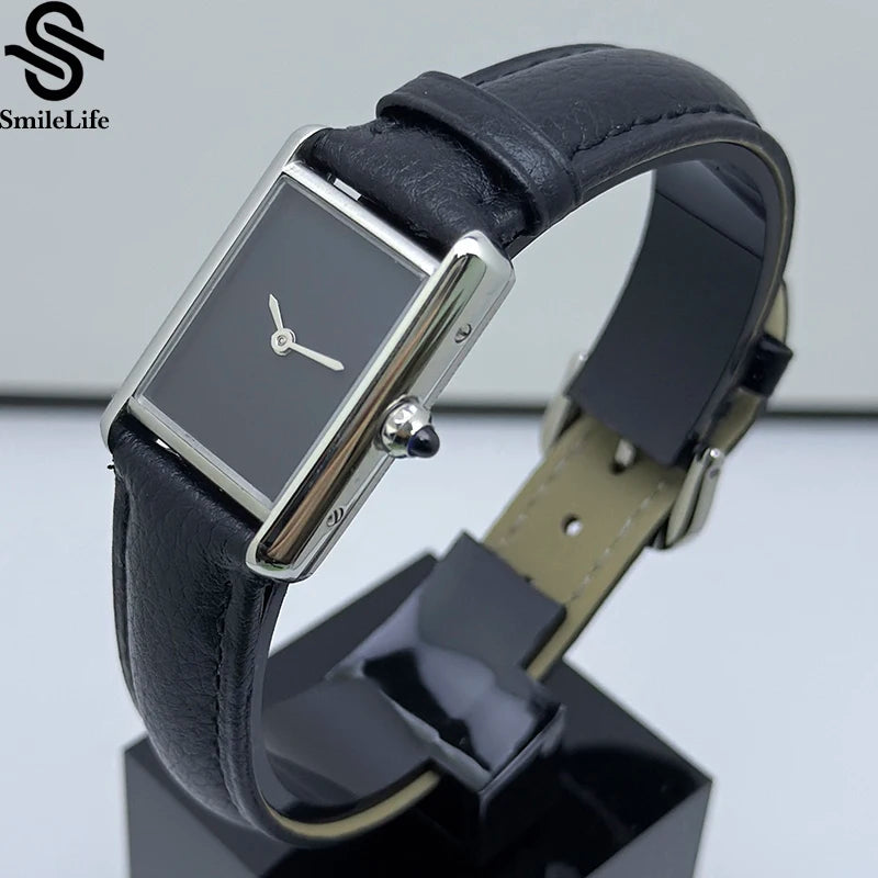 Smilelife 29.5mm Women's WristWatch Leather Strap All-Black Dial VJ20 Quartz Movement Waterproof Sport Casual Women Watches