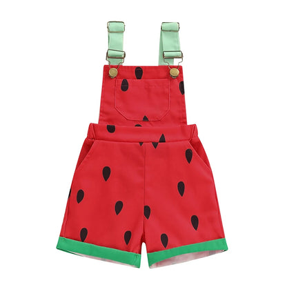 Citgeett Summer Kids Girl Watermelon Overalls Casual Shorts Jumpsuit Pockets Casual Clothes Suit