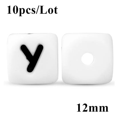 Kovict 10~50Pcs/Lot Silicone Letters Bead 12mm English Alphabet Beads For Jewelry Making DIY Personalized Name Chain Accessories