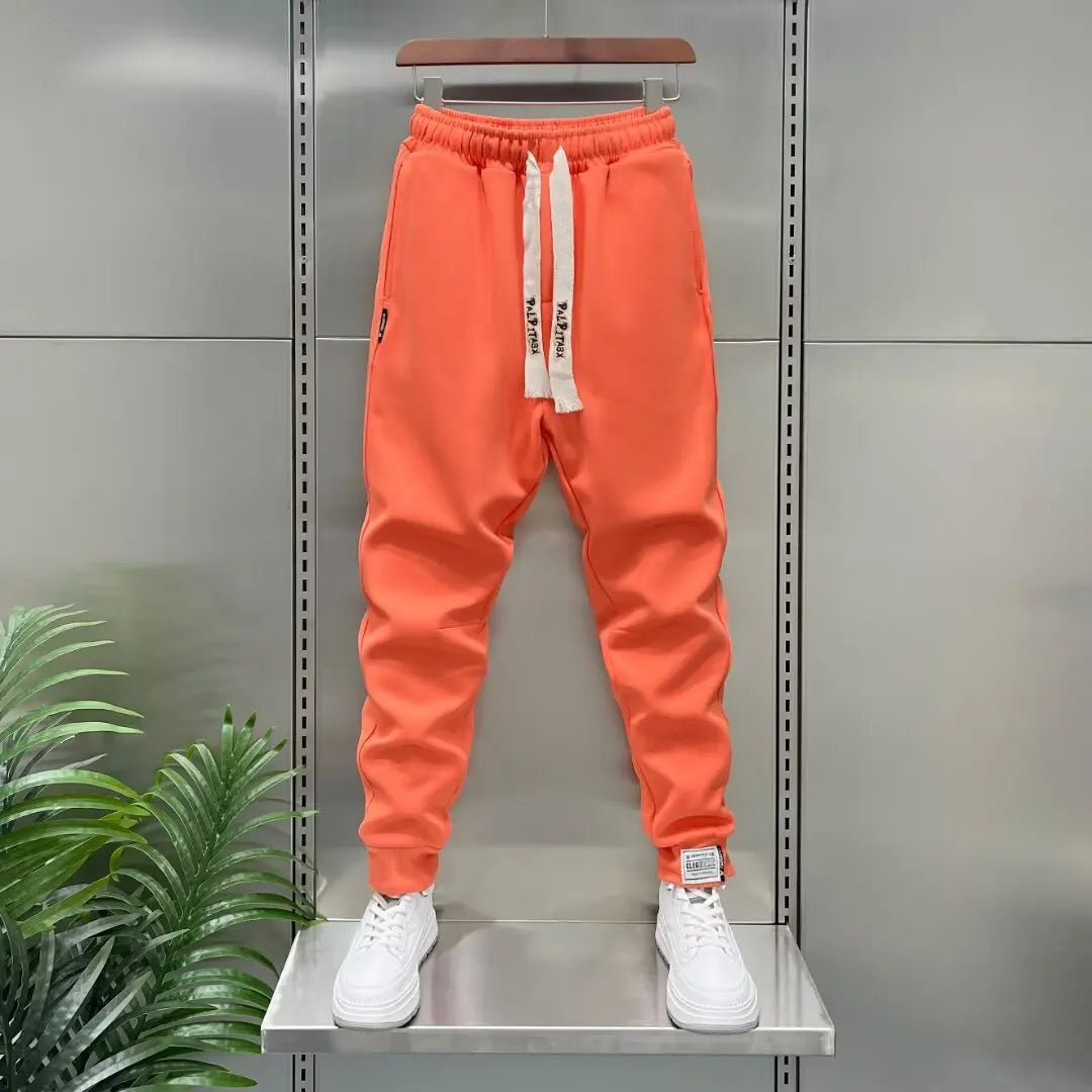 Men's Sweatpants Solid Loose Fit Mens Sweatpant Spring Fashion Orange Joggers Pants Unisex Elastic Waist Track Male Trouser 2025