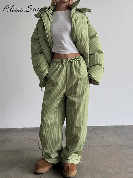 Women's Padded Jacket & Trouser Sets in Pattern Options