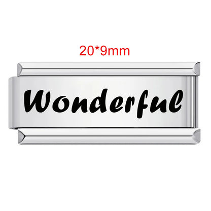 GEMOSA 1pc Personalization Laser Customized Name Message Logo Italian Charm Link Fit 9/18mm Stainless Steel Bracelet DIY Beads