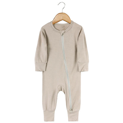 2026 Newborn Baby Bamboo Fiber Romper Solid Breathable Long Sleeve Clothes For 0-24M Boy Girl Jumpsuit Infant Loungewear Pyjamas