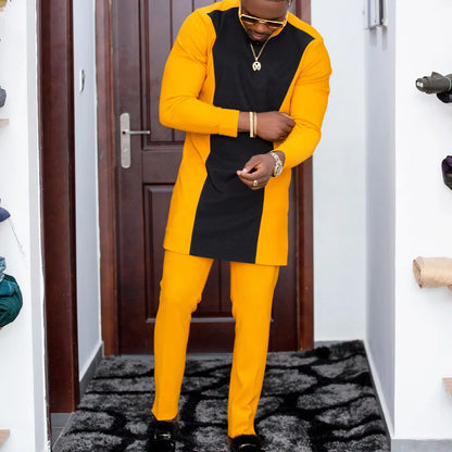 2025 African Men Dashiki Long Sleeve 2 Piece Set Traditional Outfit Africa Clothing White Men's Suit Male Shirt Pants Suits