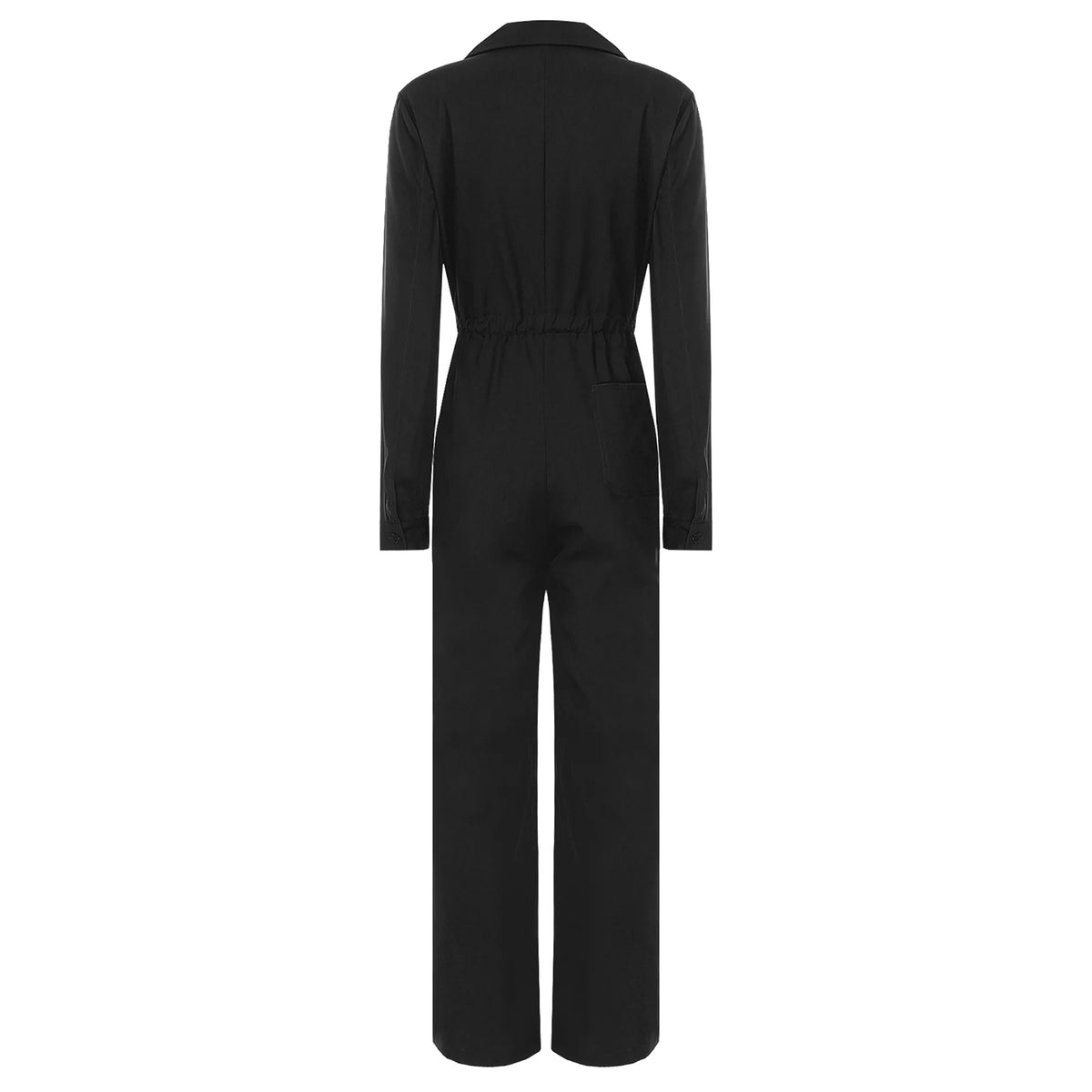 Womens Work Jumpsuit Fashion Button Coverall Casual Turn Down Collar Long Sleeve Romper Overall for Office Business Travel