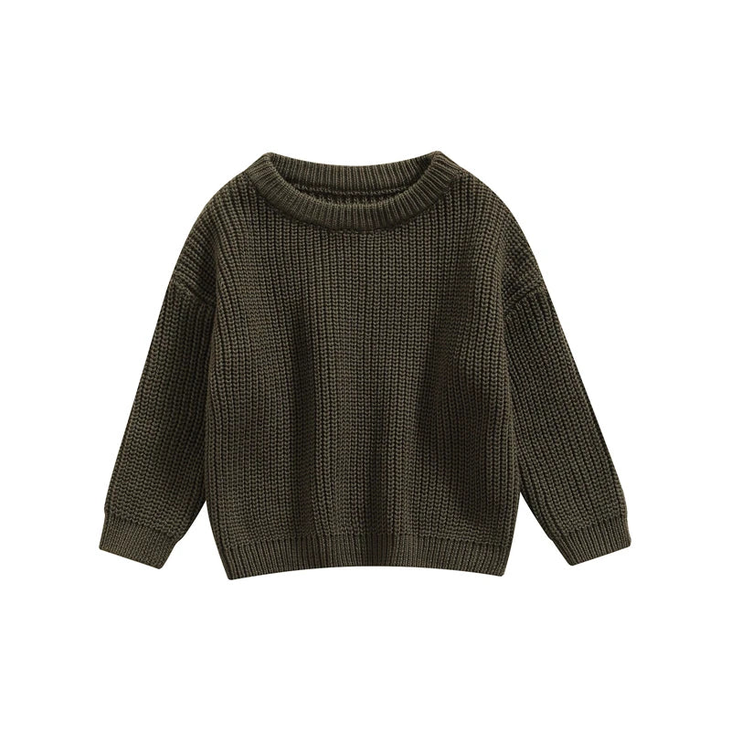 Autumn Winter Newborn Baby Girl Boy Knitted Long Sleeve Sweater Solid Loose Pullover Casual Tops Children Sweater Kids Clothes