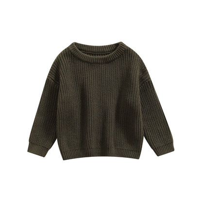 Autumn Winter Newborn Baby Girl Boy Knitted Long Sleeve Sweater Solid Loose Pullover Casual Tops Children Sweater Kids Clothes