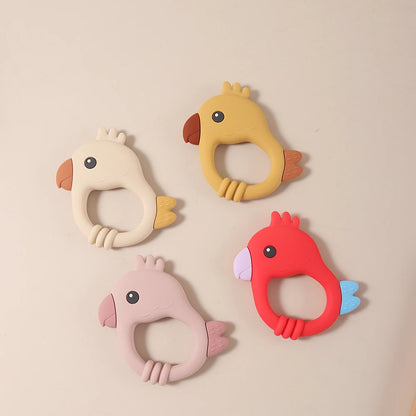 2026 New Design Colorful Parrot Teether - Food-Grade Silicone Baby Teething Toy (BPA-Free) Baby Teether