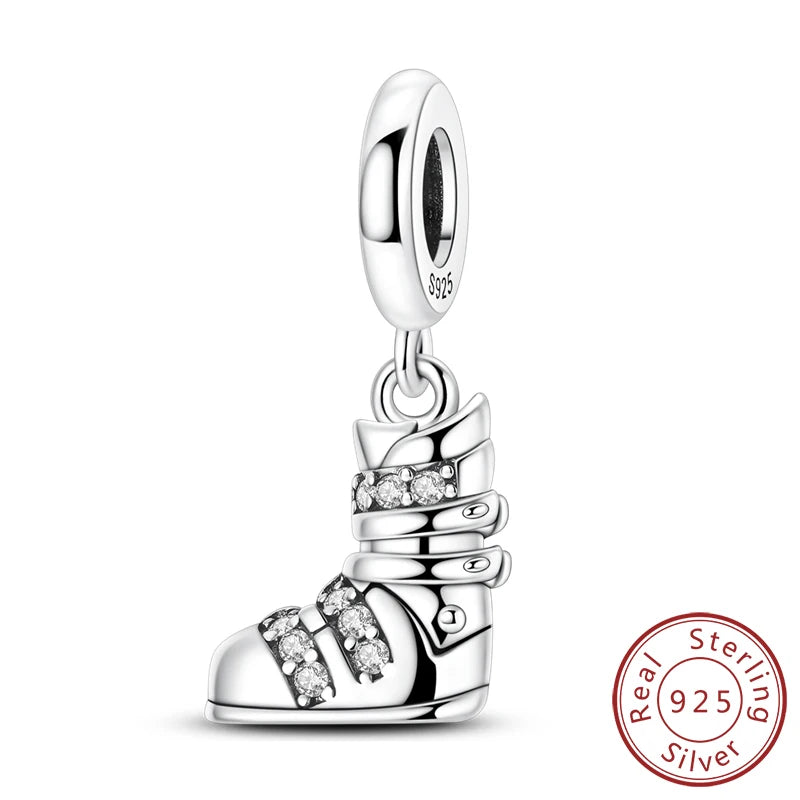 Original 925 Sterling Silver Charms Beads Winter Snowflake Snowman Igloo Penguin Pendant Fit Bracelet Charms Women Jewelry Gift