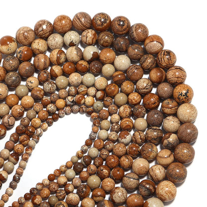 Natural Stone Picture Jasper Round Beads 15" Strand 6 8 10 MM Pick Size For Necklace Earring Bracelet Jewelry Making DIY Gifts