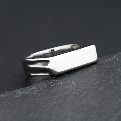 Fashion 316L Stainless Steel Simple Rings For Men Women Punk Hip Hop Square Band Flat Top Signet Ring Charm Party Jewelry Gifts