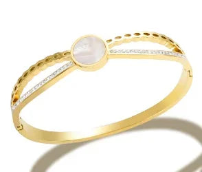 Stainless Steel Feather Shape Bangle Bracelets Jewelry